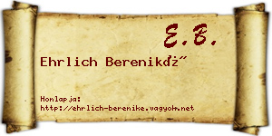 Ehrlich Bereniké névjegykártya